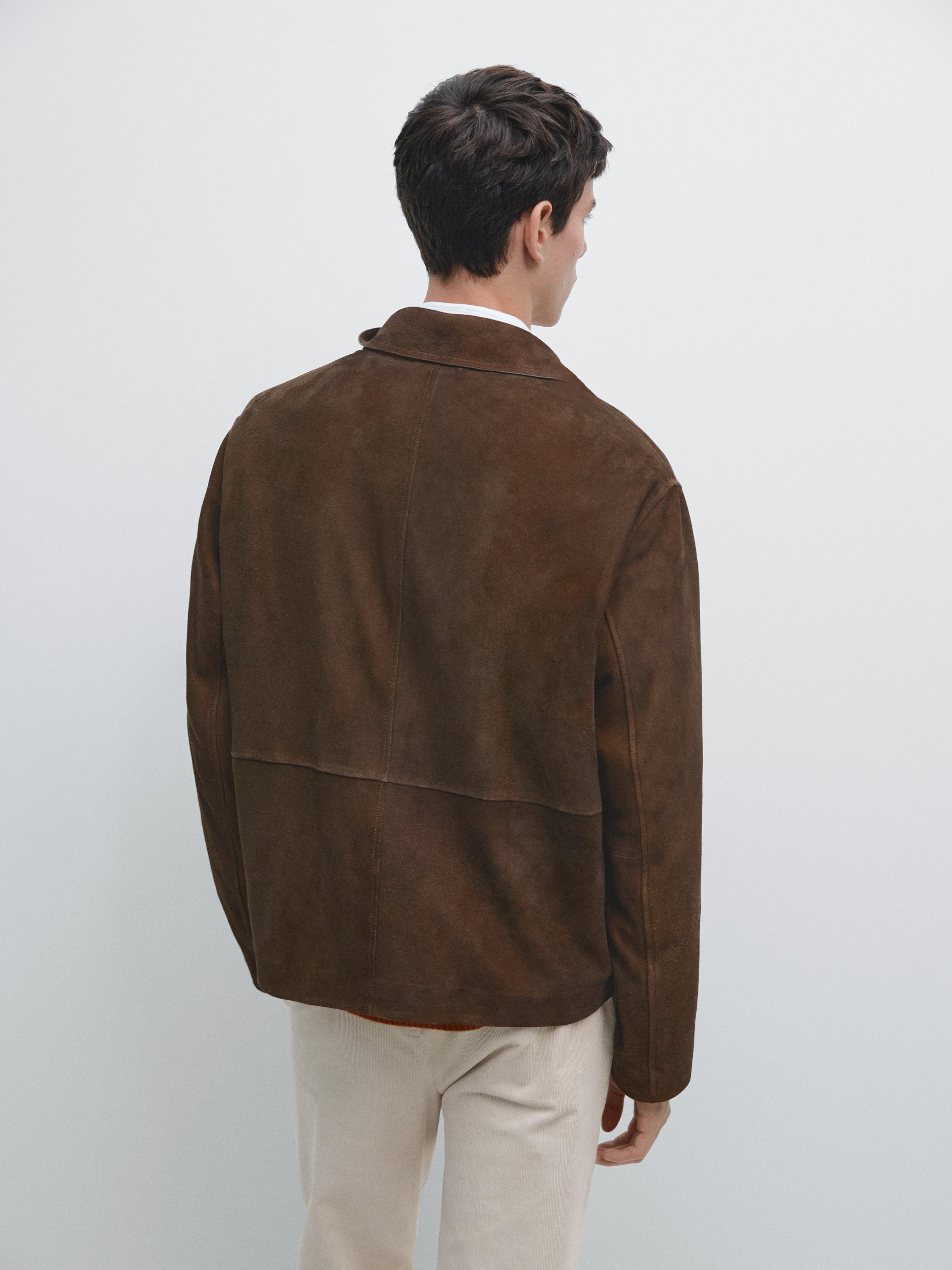 Suede leather worker jacket
